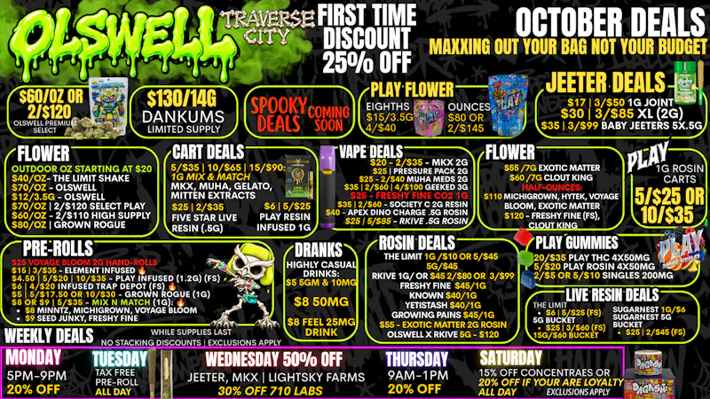 Olswell Cannabis Co SPOOKY DEALS COMING TO OLSWELL. BE AWARE! 🔥🦉