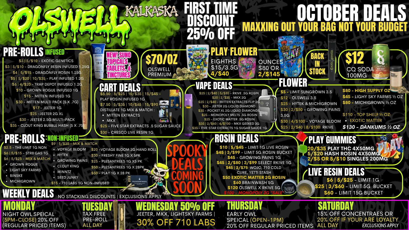 Olswell Cannabis Co - Kalkaska SPOOKY DEALS COMING TO OLSWELL. BE AWARE! 🔥🦉