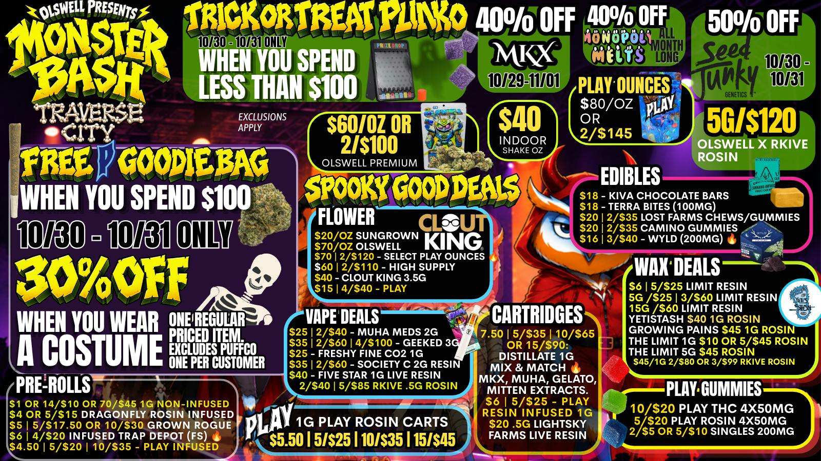 Olswell Cannabis Co WEAR A COSTUME 10/30 OR 10/31 GET 30% OFF ONE ITEM