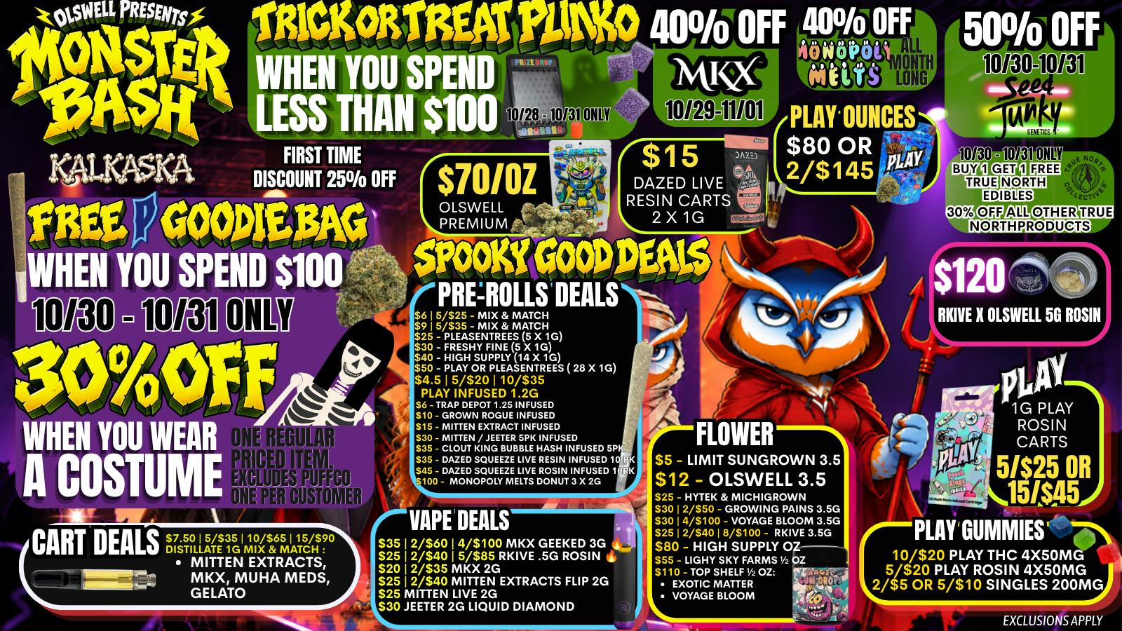Olswell Cannabis Co - Kalkaska WEAR A COSTUME 10/30 OR 10/31 GET 30% OFF ONE ITEM