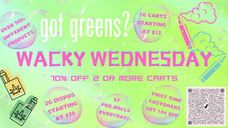 Got Greens Wacky Wednesday 10% Off Carts