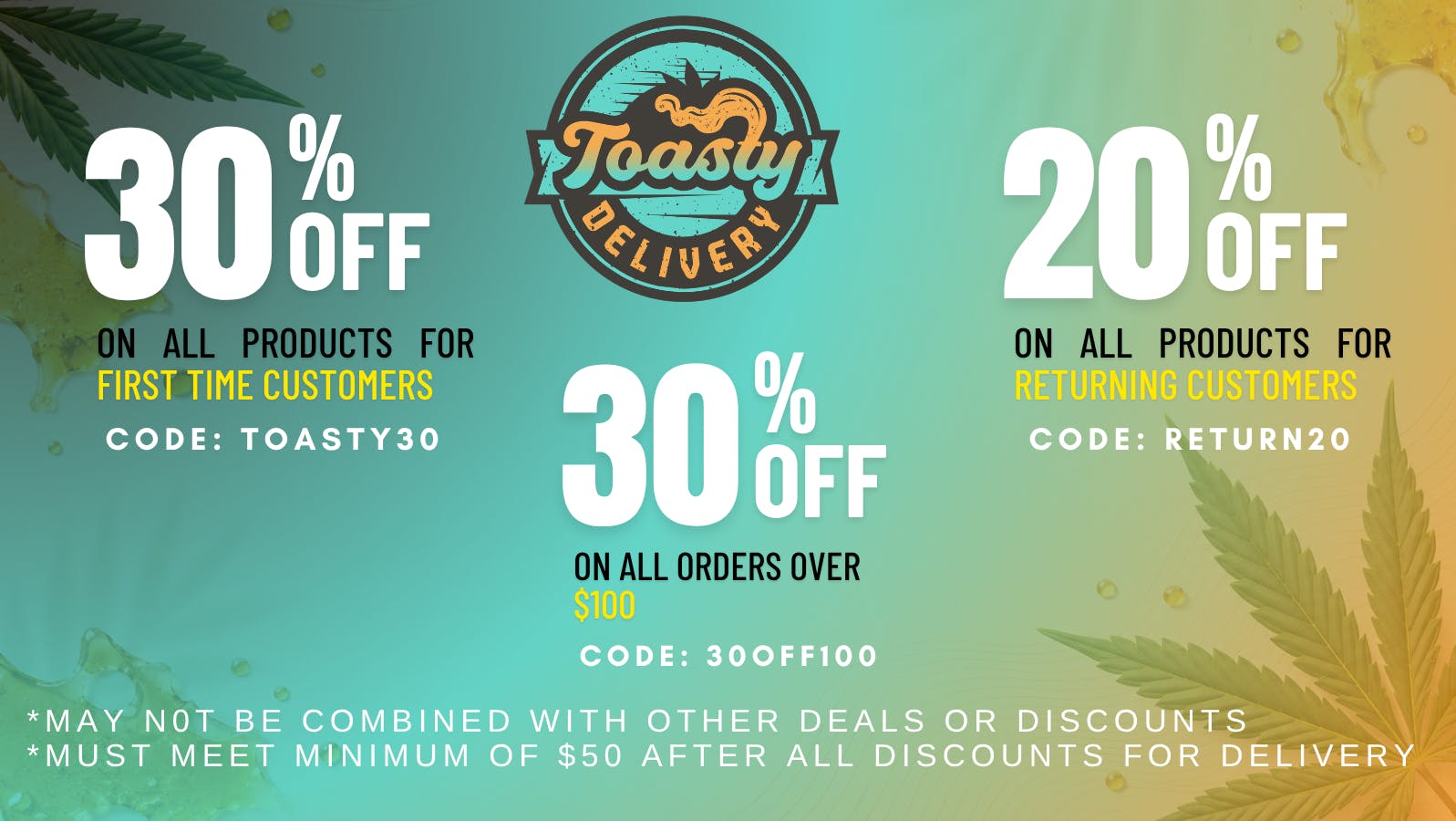 Toasty FTP 30%/RETURNING 20%/30% OFF $100+