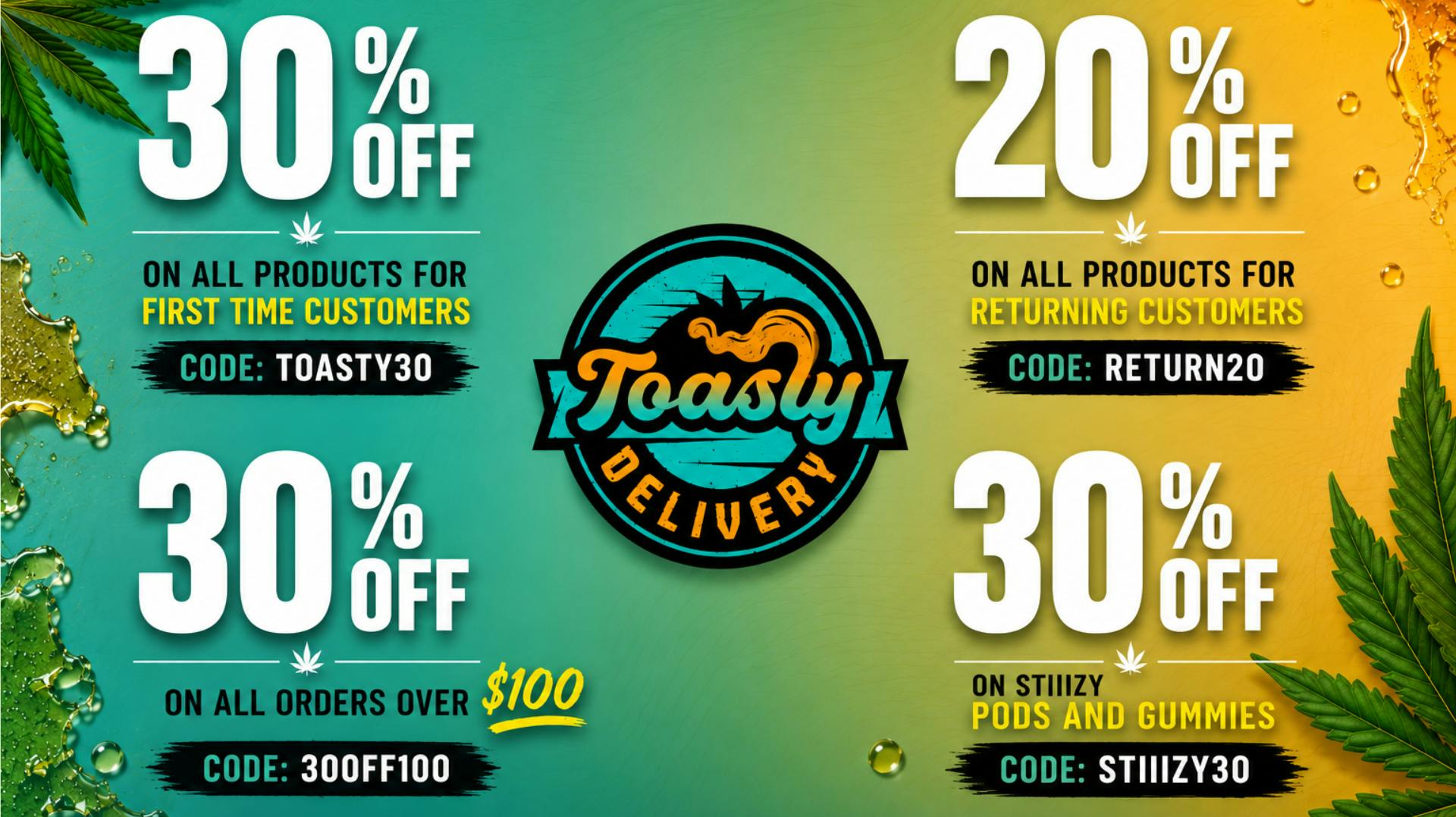 Toasty FTP 30%/RETURNING 20%/30% OFF $100+