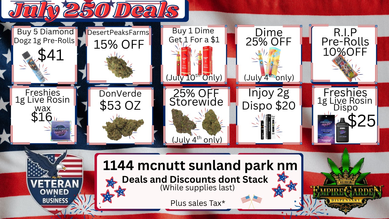 EmpireGarden July 250 Deals