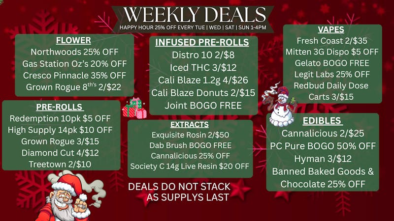 High Society Wellness Weekly Specials 12-7-25