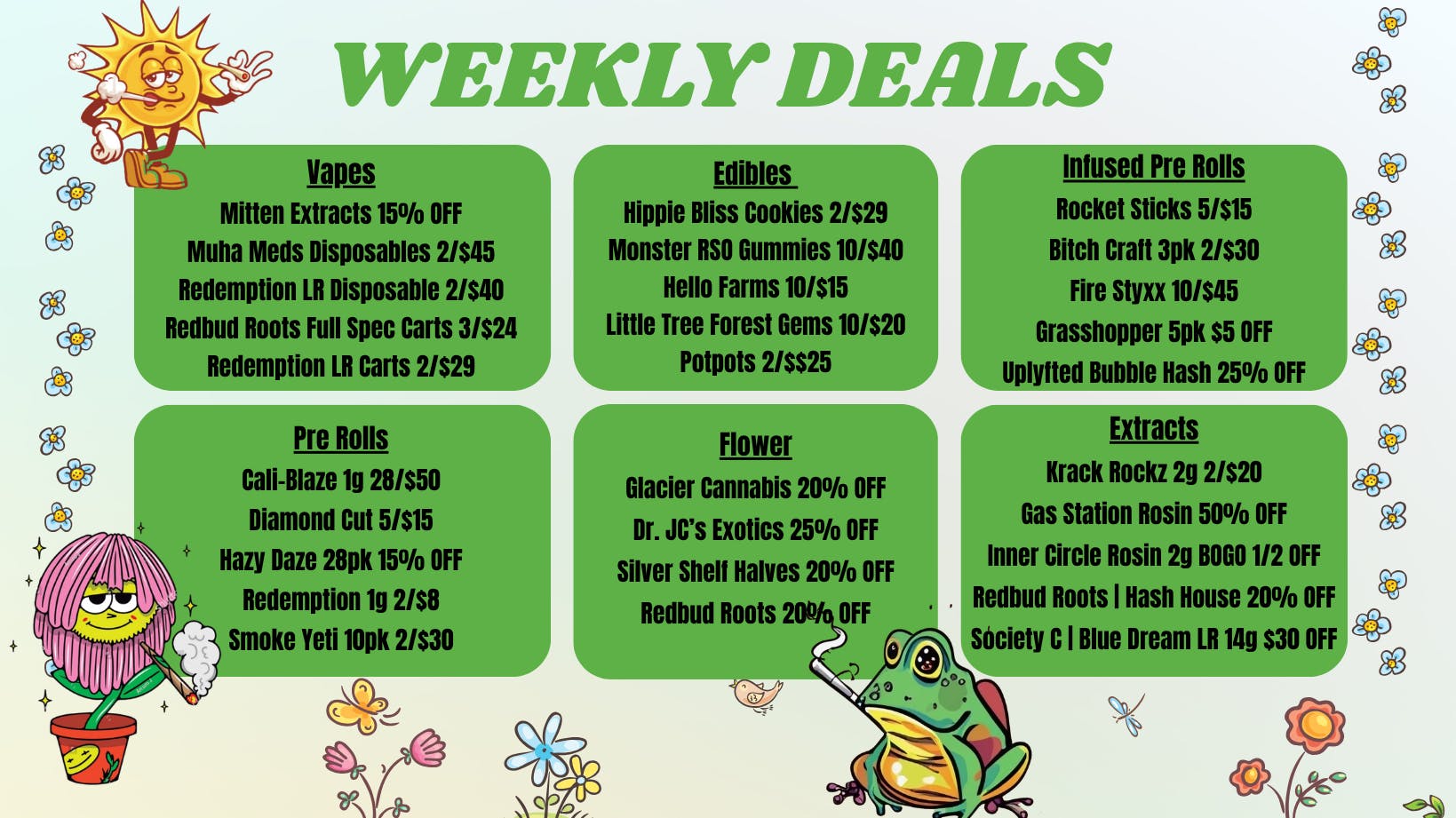 High Society Wellness Weekly Specials!!