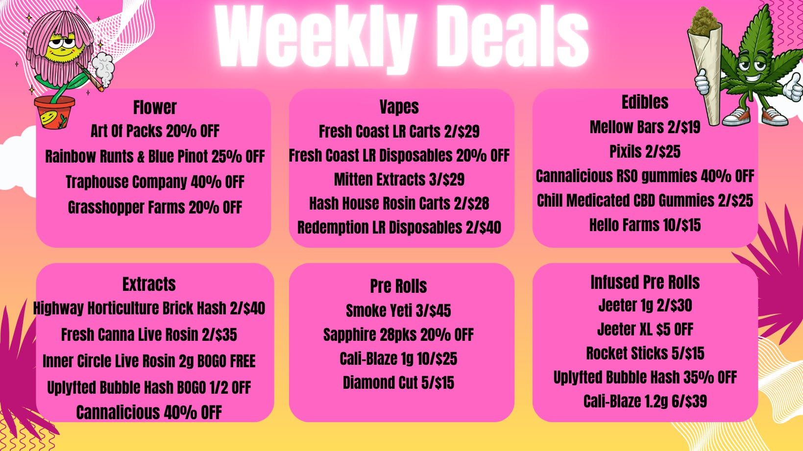 High Society Wellness Weekly Specials