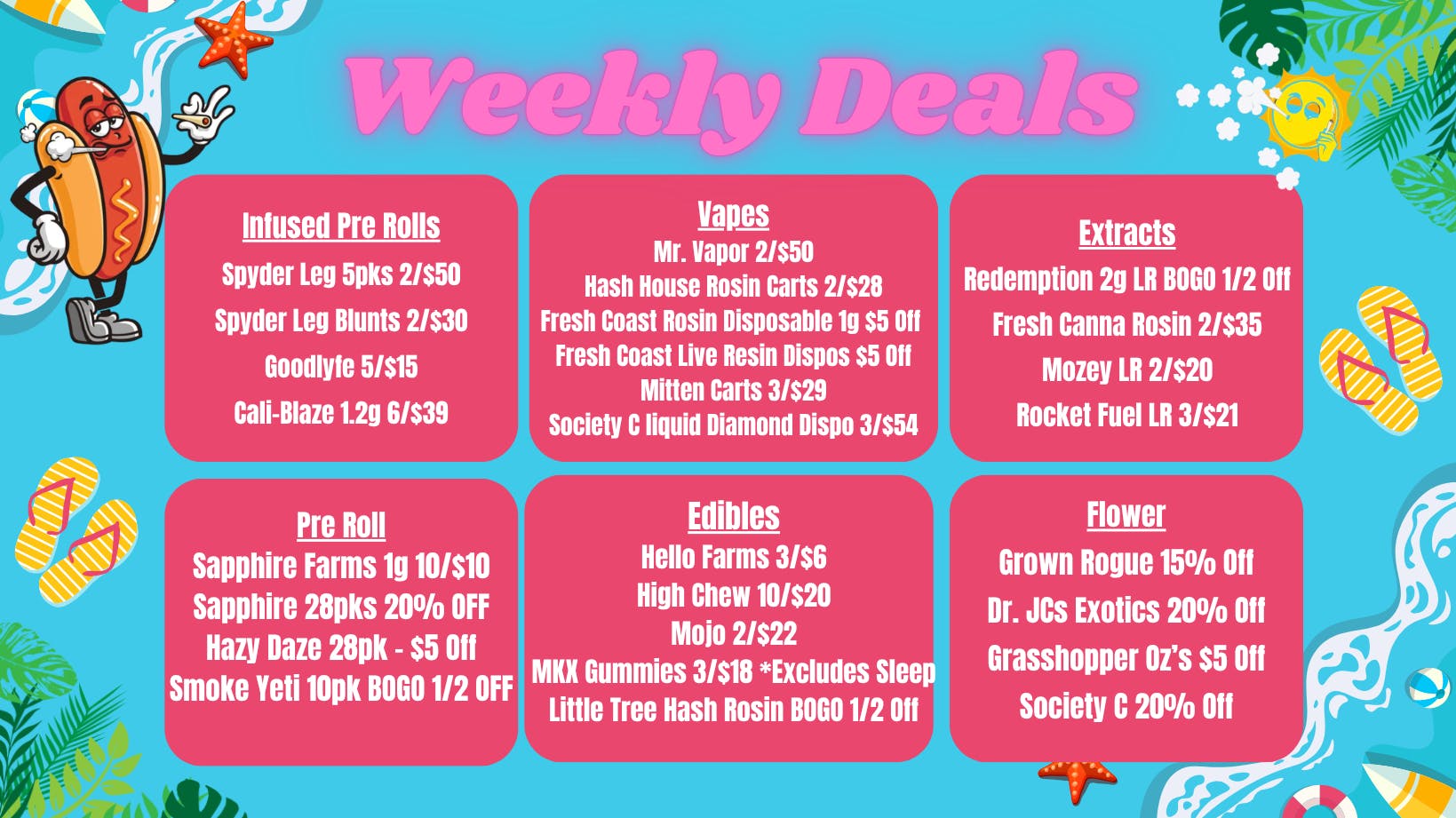 High Society Wellness Weekly Specials