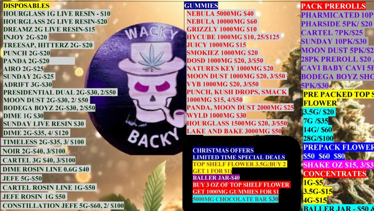 WACKY BACKY DISPENSARY WICKED WACKY DEALS