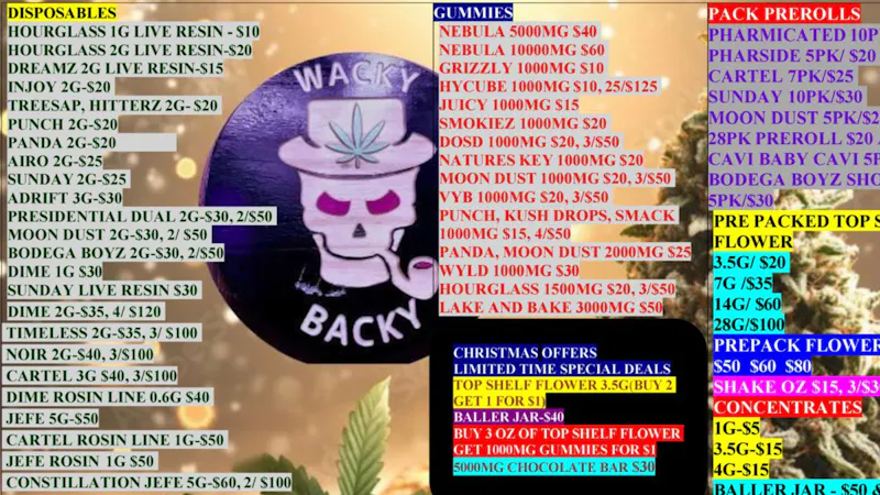 WACKY BACKY DISPENSARY WICKED WACKY DEALS