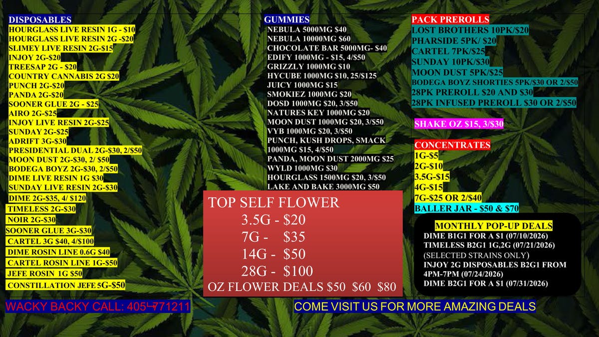 WACKY BACKY DISPENSARY WICKED WACKY DEALS