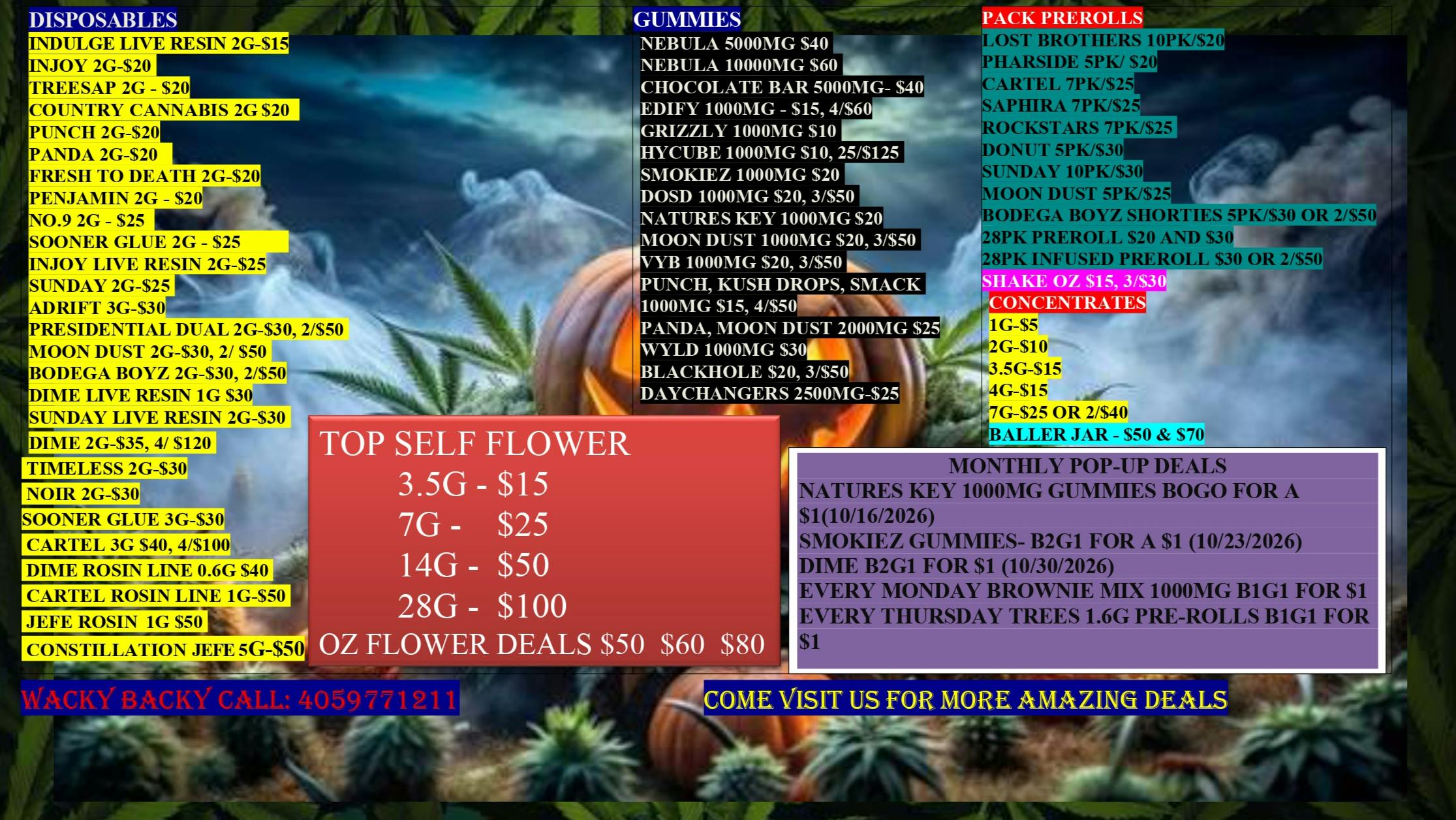 WACKY BACKY DISPENSARY WICKED WACKY DEALS