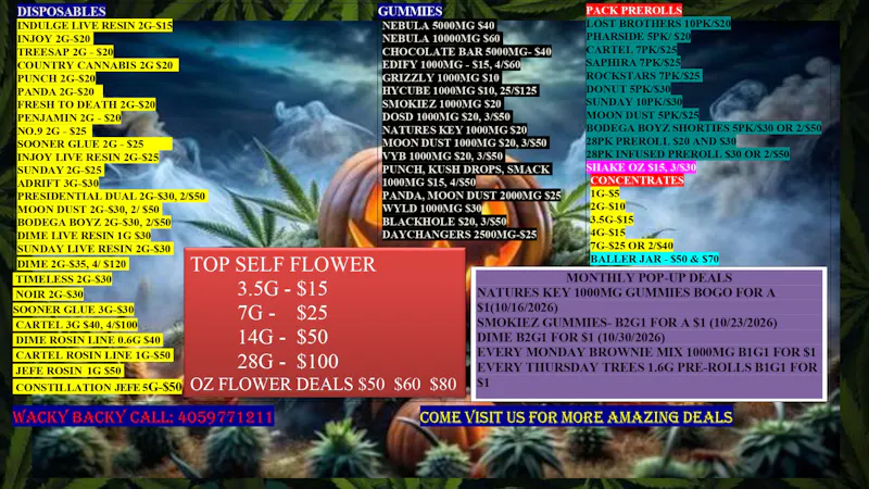 WACKY BACKY DISPENSARY WICKED WACKY DEALS