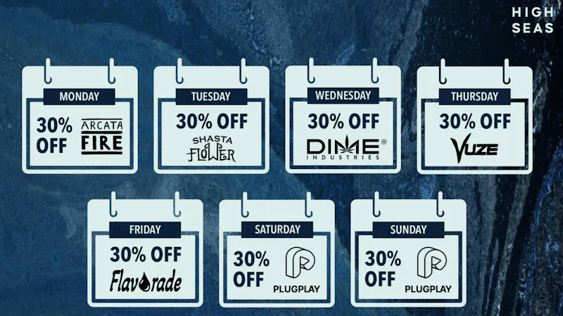 High Seas Delivery - Aliso Viejo / Laguna Niguel. 30% off Shasta Flower & Hash Tuesdays