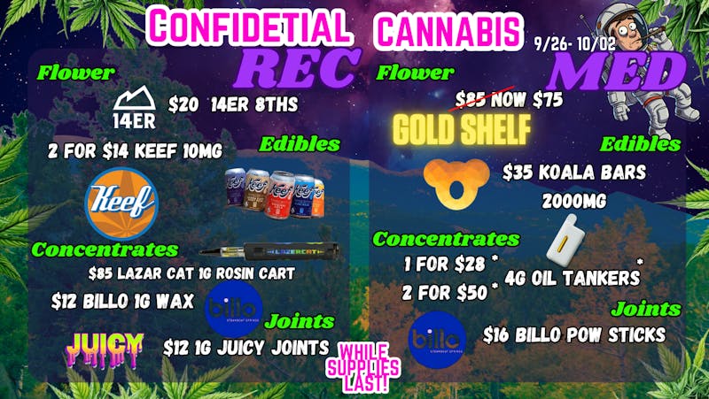 Confidential Cannabis - Broomfield Wake Me Up For September Deals!