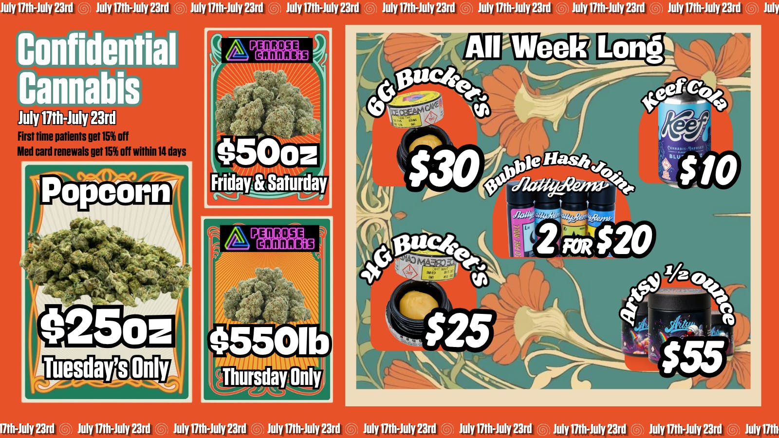 Confidential Cannabis July 17th- July 23rd Deals