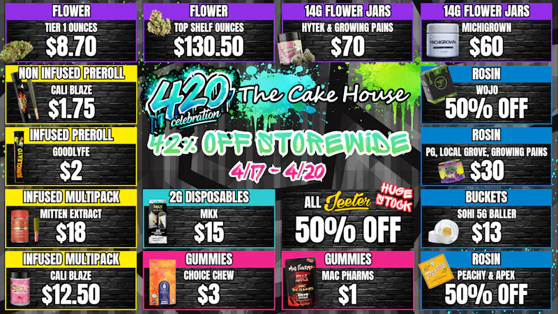 The Cake House - Battle Creek TCH BC 420 Weekend Deals!