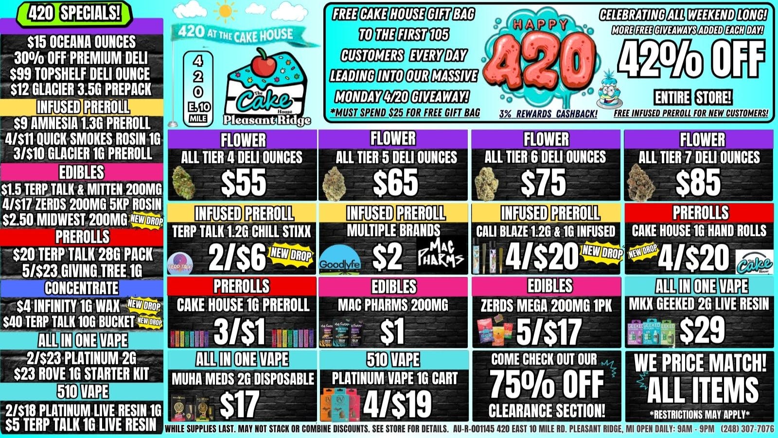 The Cake House - Pleasant Ridge HAPPY 420! 42% OFF ENTIRE STORE! FREE GIVEAWAYS!