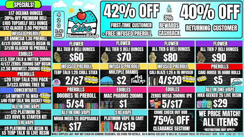 The Cake House - Pleasant Ridge 40% OFF RETURNING! 42% OFF 1ST TIME + FREE INFUSED