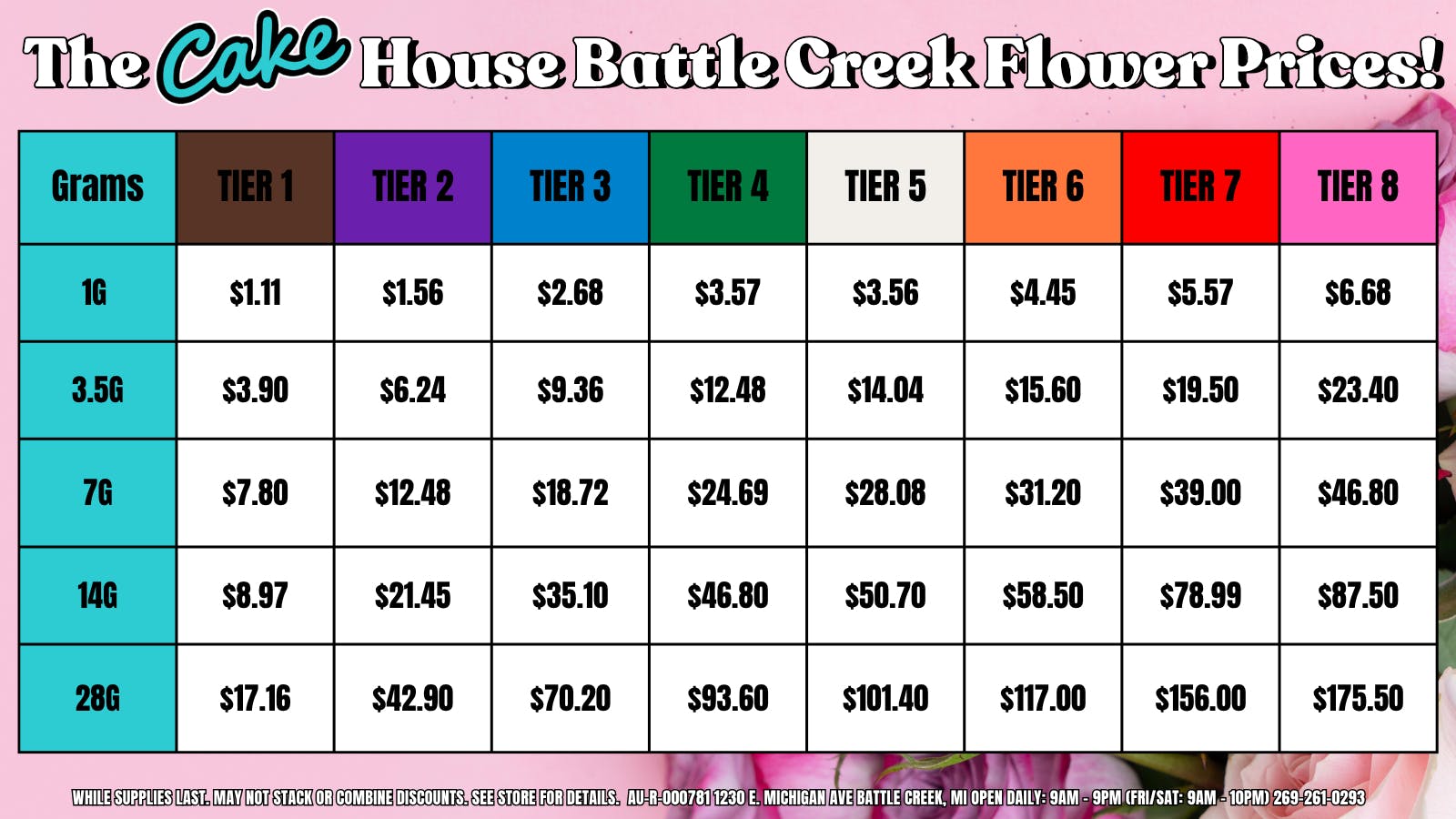 The Cake House - Battle Creek TCH BC Flower PRICES!