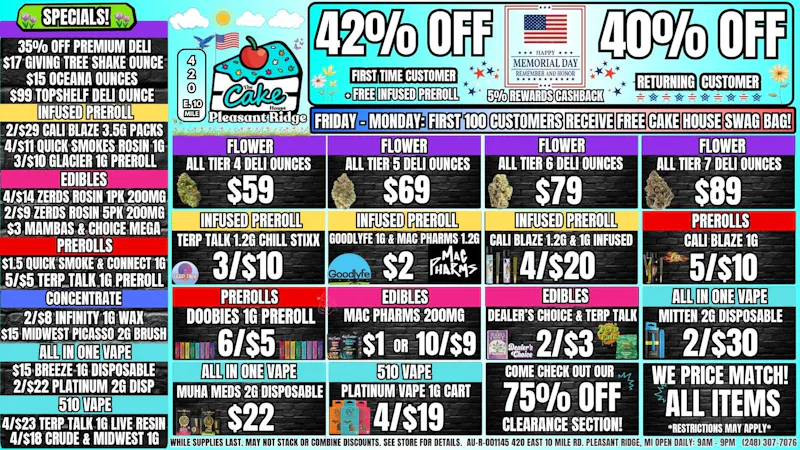 The Cake House - Pleasant Ridge HAPPY MEMORIAL DAY! 40% OFF & GIVEAWAYS ALL WKND!
