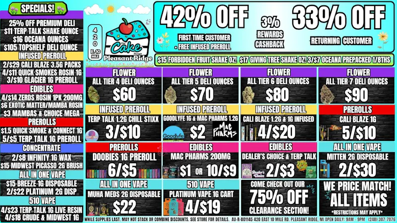 The Cake House - Pleasant Ridge 33% OFF RETURNING! 42% OFF 1ST TIME + INFUSED PR!