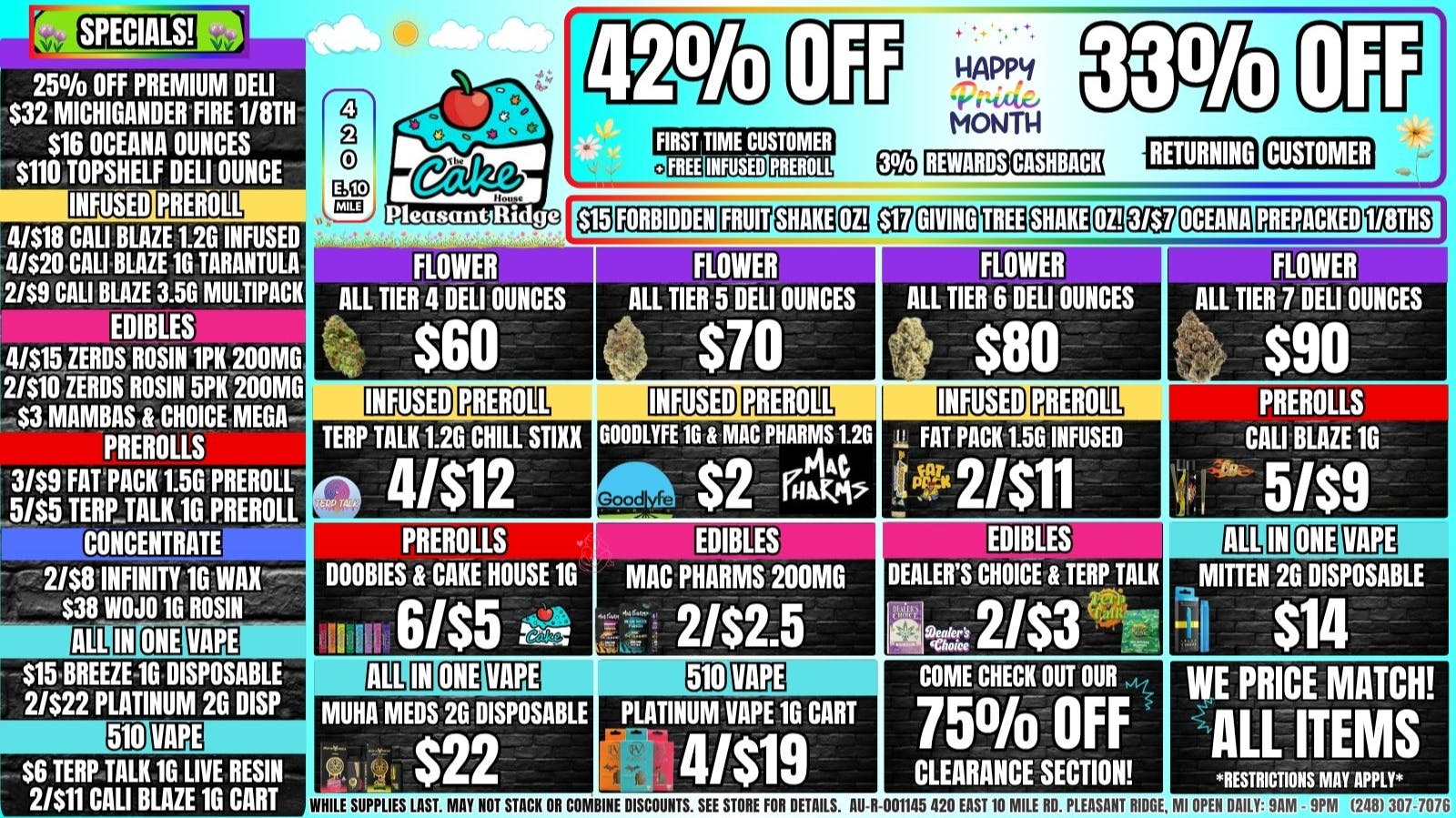 The Cake House - Pleasant Ridge 33% OFF STORE OR 42% OFF 1ST VISIT + INFUSED 1G PR