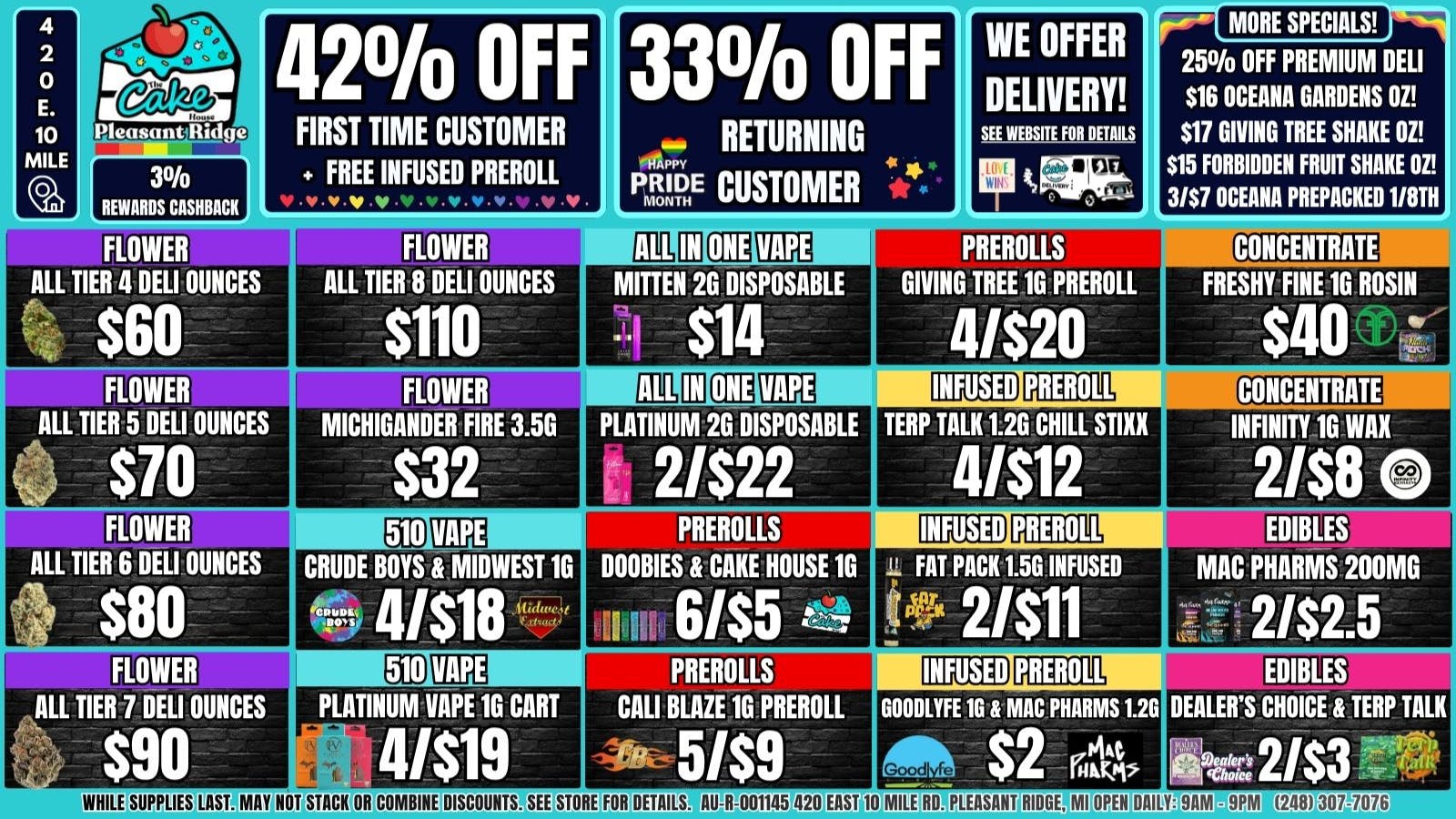 The Cake House - Pleasant Ridge 33% OFF STORE OR 42% OFF 1ST VISIT + INFUSED 1G PR
