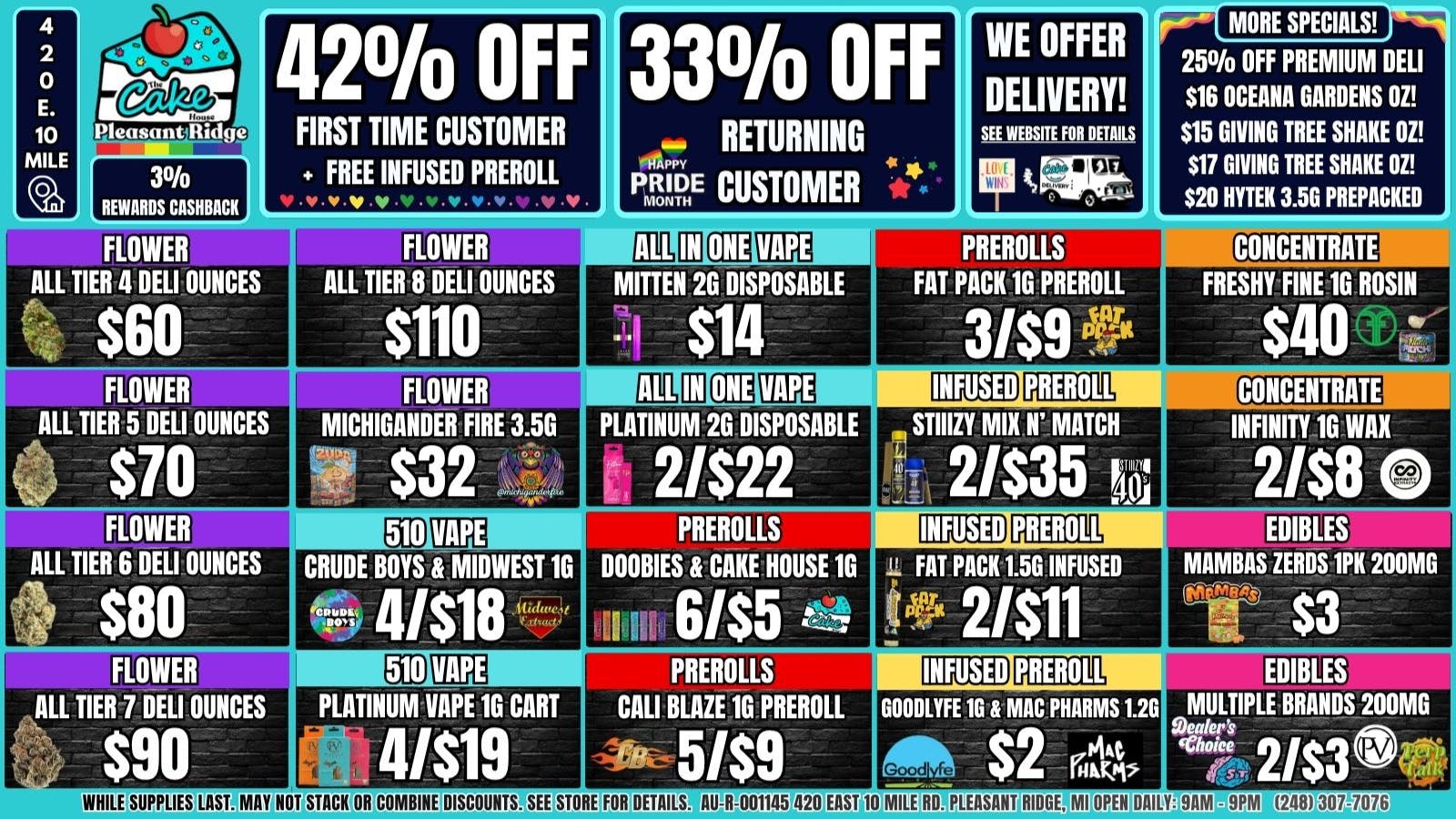 The Cake House - Pleasant Ridge 33% OFF STORE OR 42% OFF 1ST VISIT + INFUSED 1G PR
