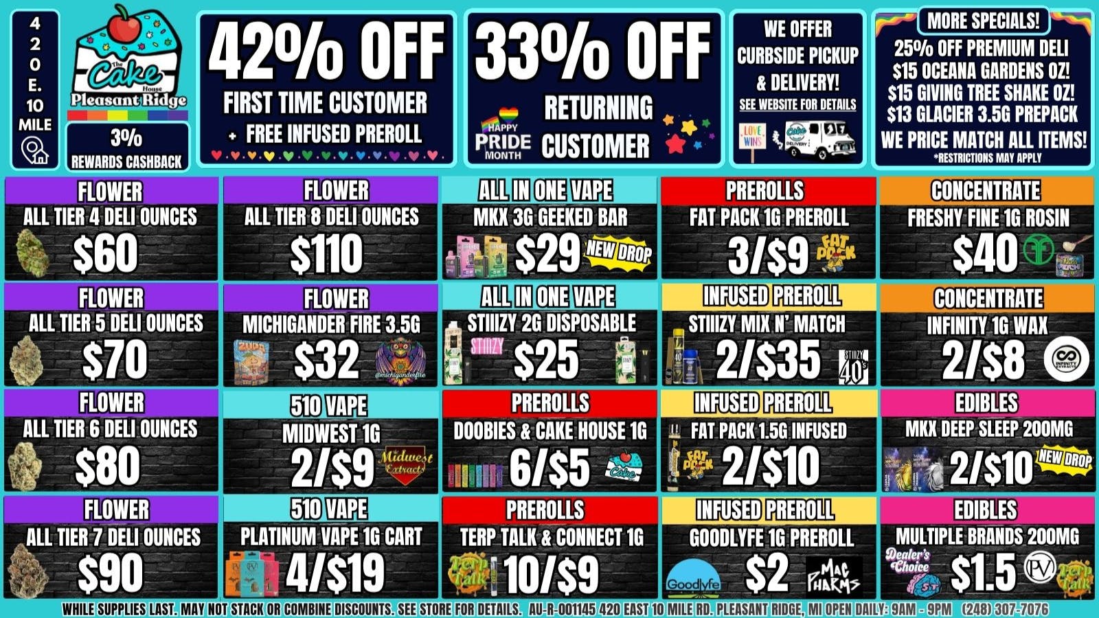 The Cake House - Pleasant Ridge 33% OFF STORE OR 42% OFF 1ST VISIT + INFUSED 1G PR
