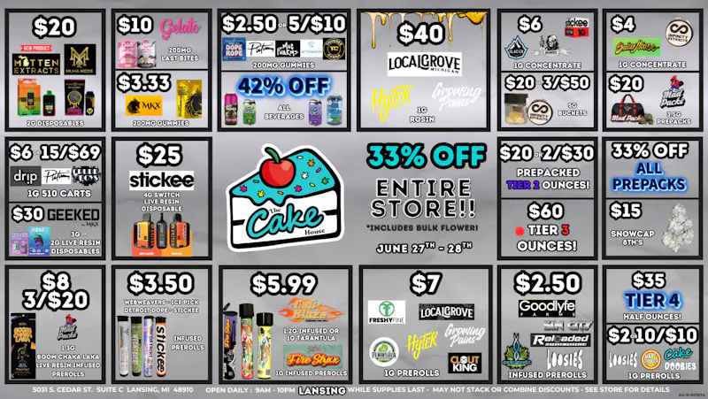 The Cake House - Lansing 33% 0FF ENTIRE STORE