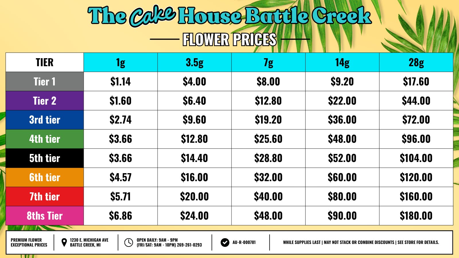 The Cake House - Battle Creek TCH BC 710 Flower Prices!