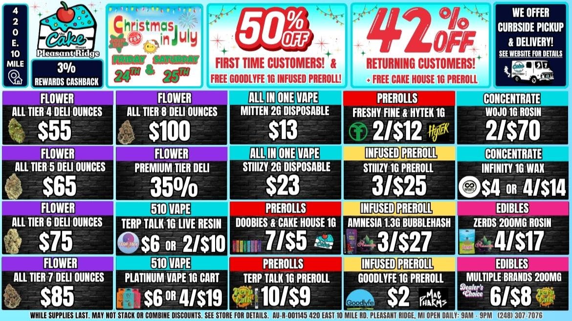 The Cake House - Pleasant Ridge Xmas in July! 42% OFF Returning! 50% OFF 1st Time!