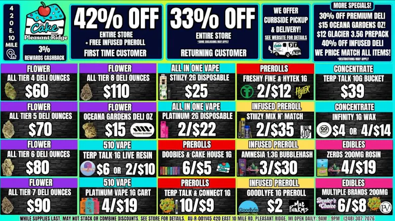 The Cake House - Pleasant Ridge 33% OFF STOREWIDE OR 42% 1ST TIME +FREE 1G INFUSED