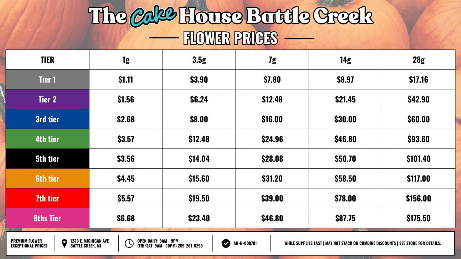 The Cake House - Battle Creek TCH BC Flower Prices!