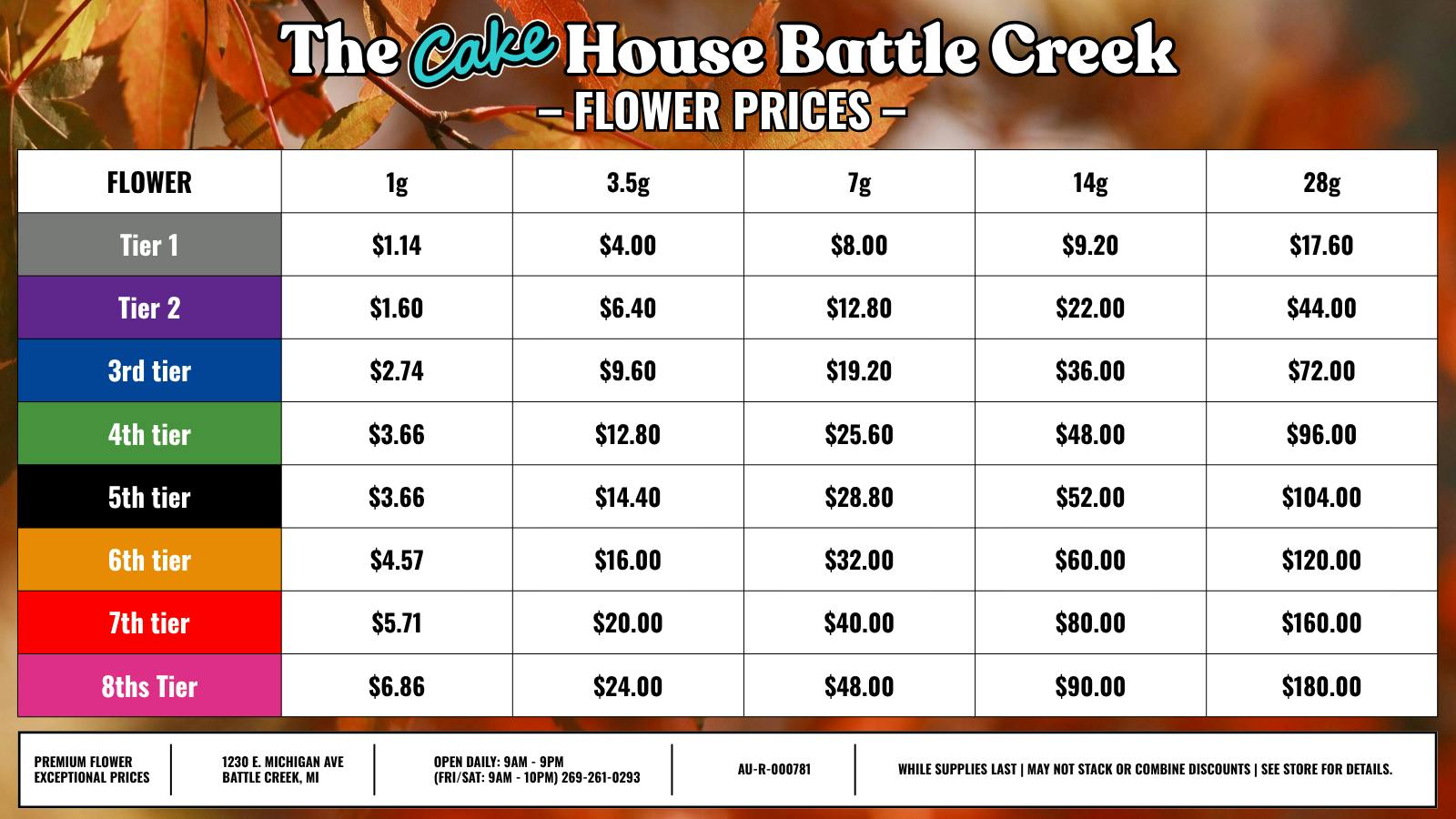 The Cake House - Battle Creek TCH BC Flower Prices!