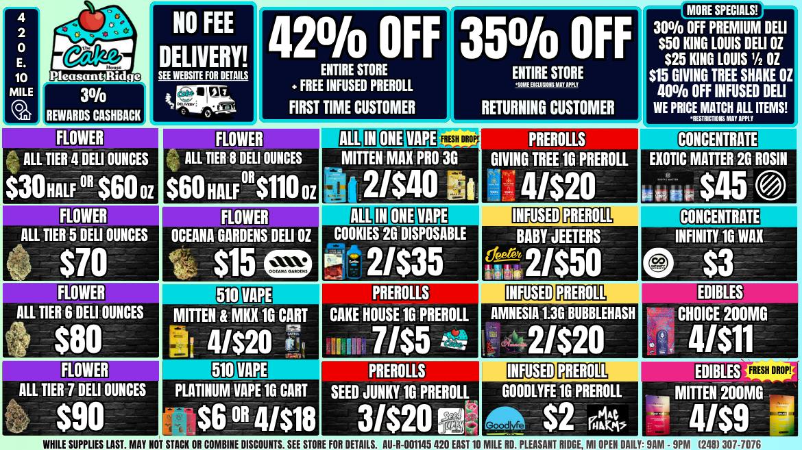 The Cake House - Pleasant Ridge 35% OFF STOREWIDE! 1ST VISIT 42% OFF + 1G INFUSED