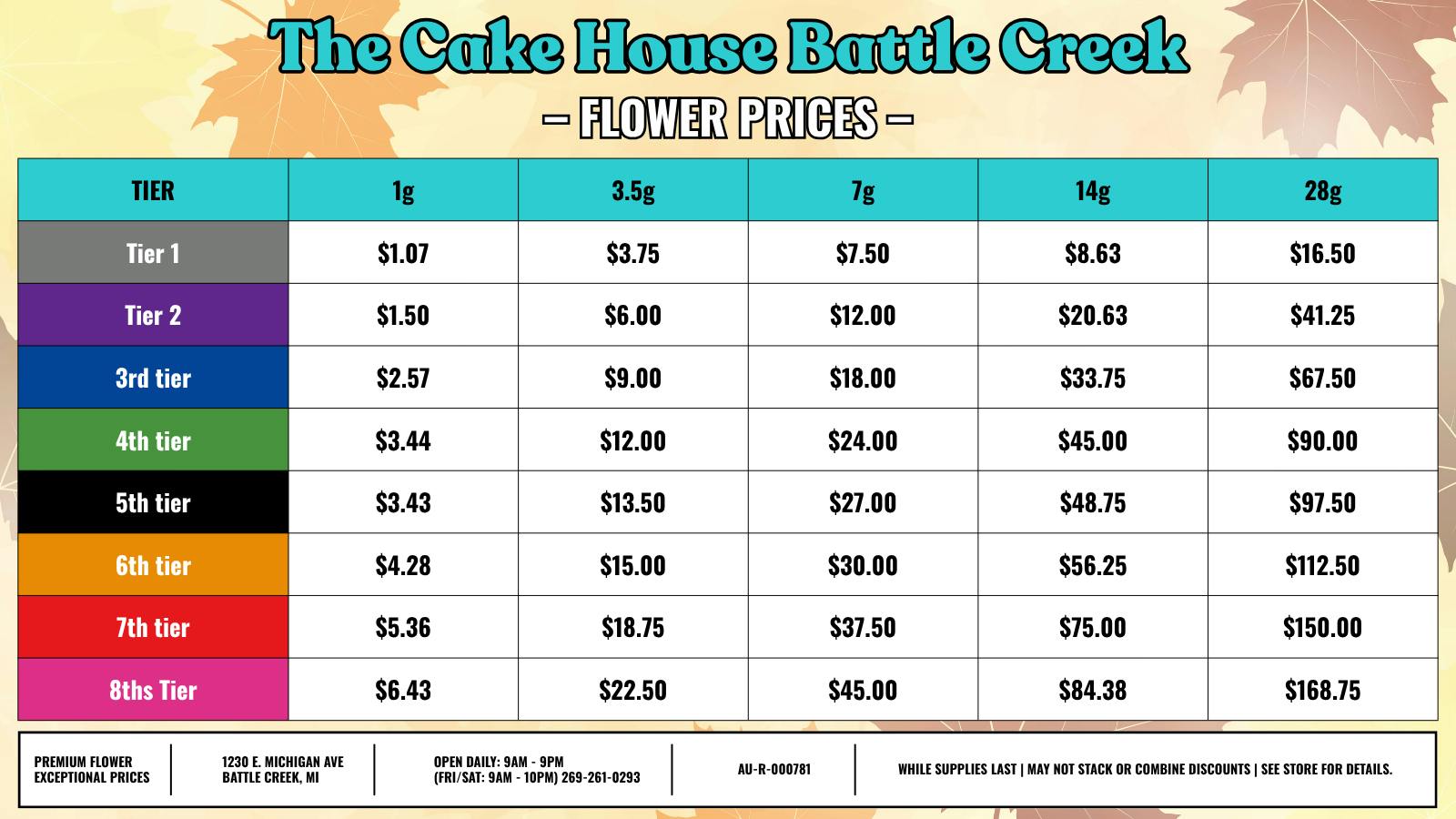 The Cake House - Battle Creek TCH BC Flower Prices!