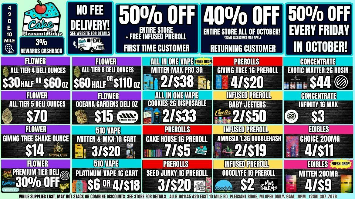 The Cake House - Pleasant Ridge 40% OFF ALL MONTH! 50% OFF 1ST VISIT + INFUSED 1G!