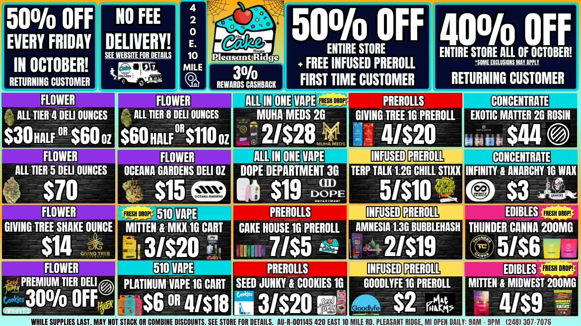 The Cake House - Pleasant Ridge 40% OFF ALL MONTH! 50% OFF 1ST VISIT + INFUSED 1G!