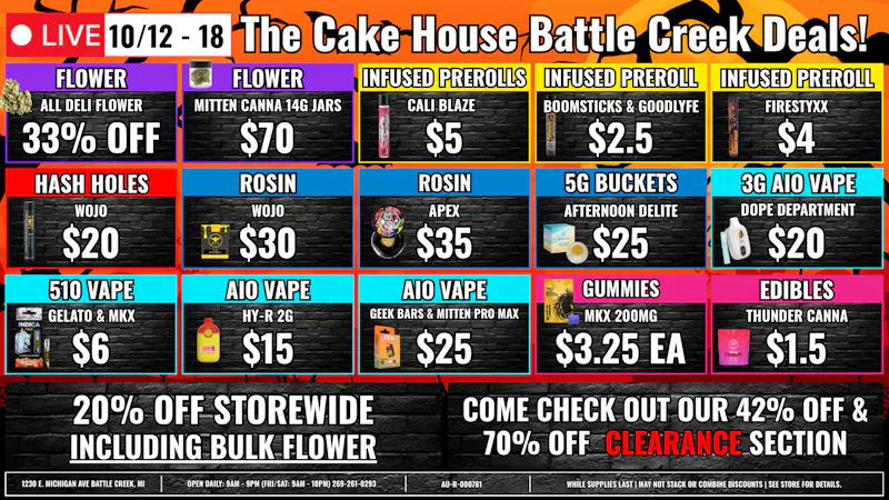 The Cake House - Battle Creek TCH BC Weekly Deals!