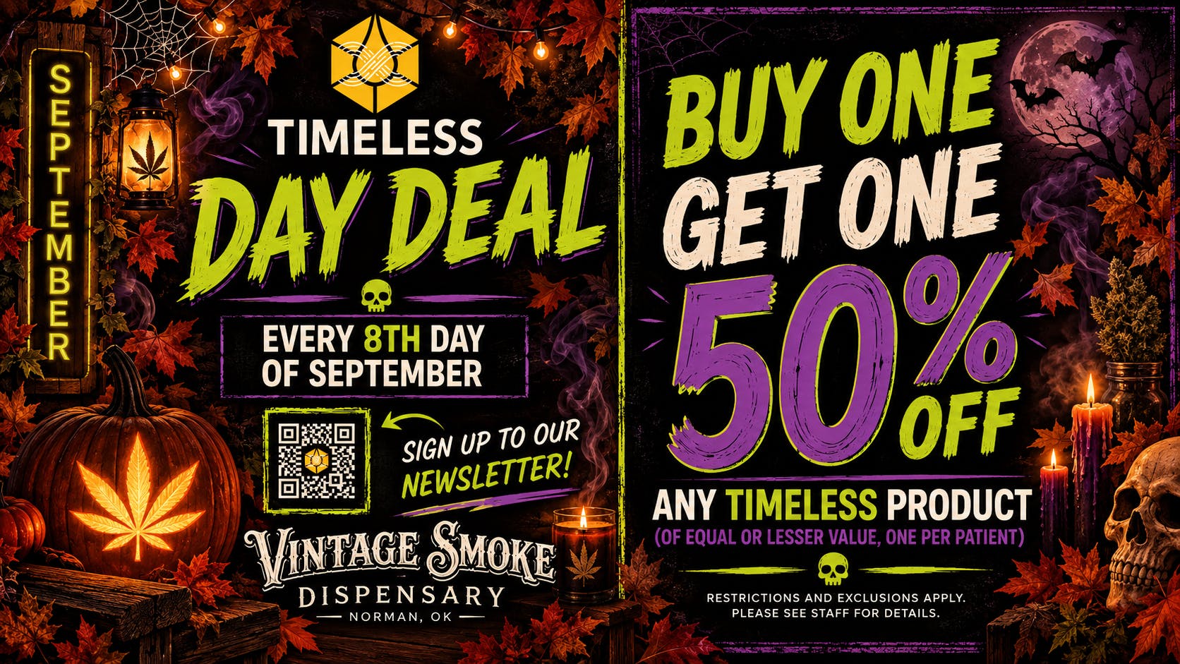 Vintage Smoke Dispensary TIMELESS DAY! BOGO 50% OFF!