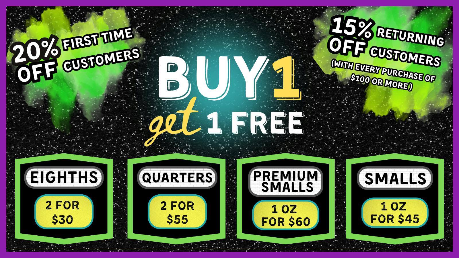 420 Hangar - Curbside Pickup by Appointment, and Delivery 🔥BOGO DEAL–Smalls, Eighths, Quarters🔥