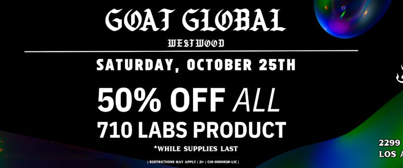 Goat Global Delivery - West Los Angeles 50% OFF 710 LABS PRODUCT