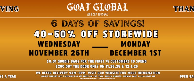 GOAT Global Westwood Green Wednesday | 40-50% OFF