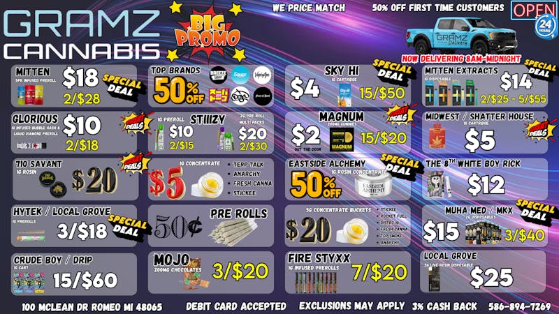 Gramz Cannabis - Romeo 50 CENT PR!!! 50% OFF DOJA, BREEZE, VAPIN APE!!!
