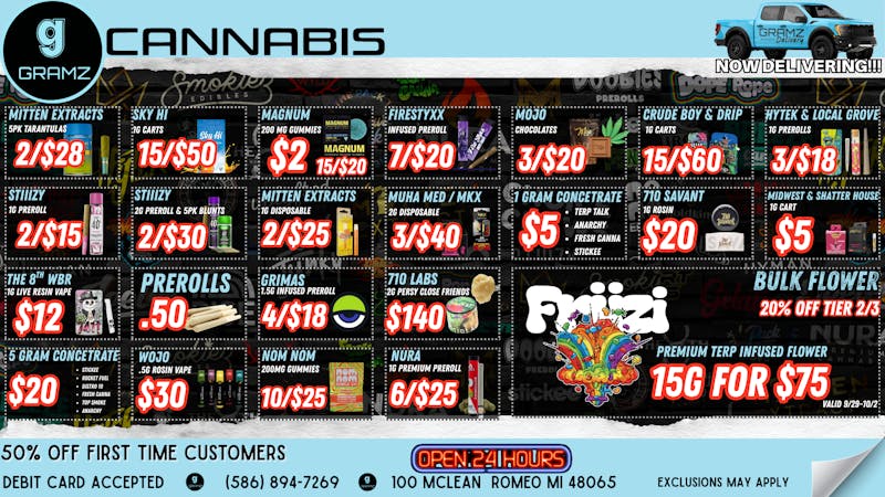 Gramz Cannabis - Romeo FRUZI TERP INFUSED FLOWER 15G/$75!!!