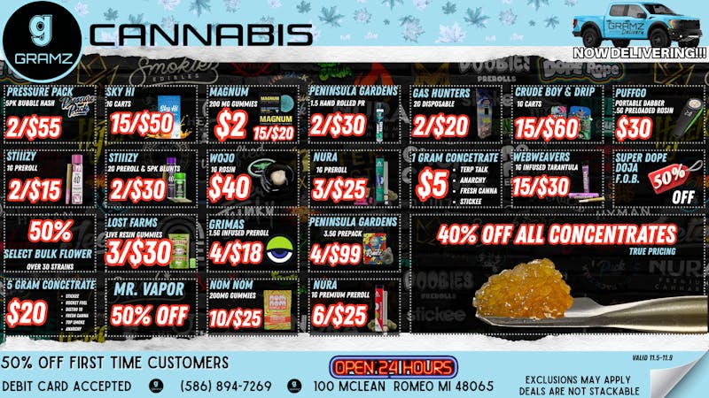 Gramz Cannabis - Romeo 40% OFF ALL CONCENTRATE!!!! $99 BOGO OUNCES!!!