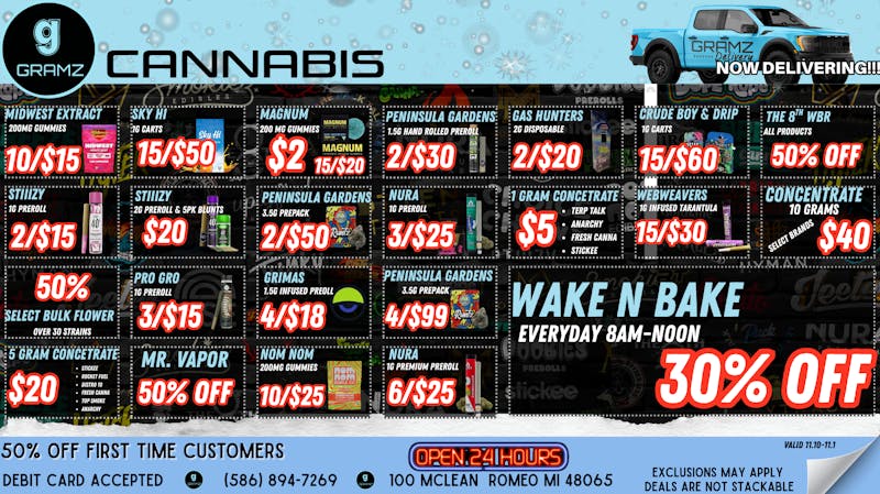 Gramz Cannabis - Romeo 50% OFF SELECTED DELI STRAINS! 30% OFF WAKE N BAKE