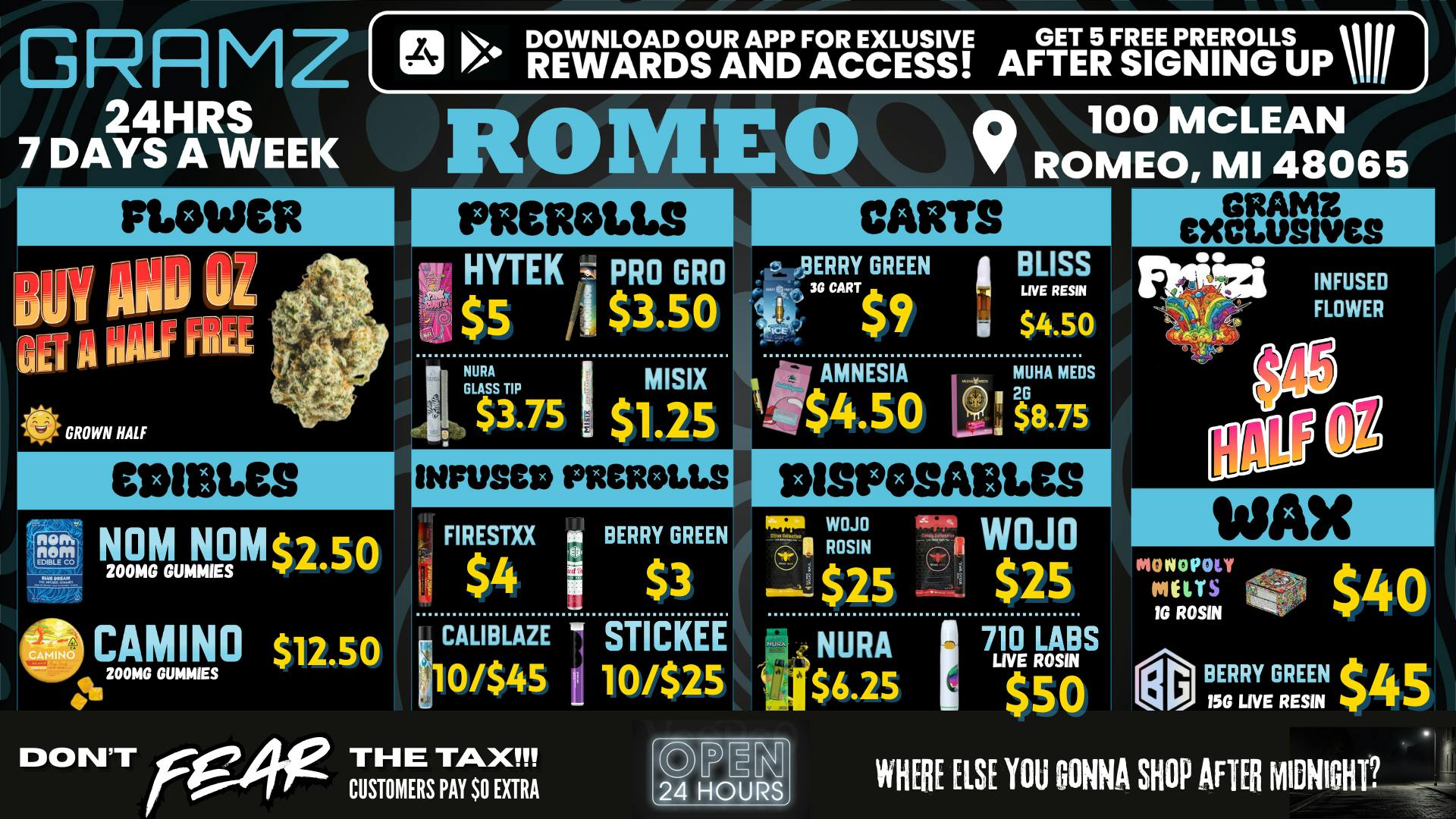 Gramz Cannabis - Romeo 💰 DON’T FEAR THE TAX! 🚫 Customers Pay ZERO Extra